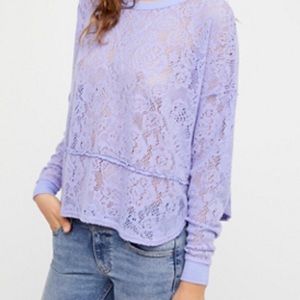 Free People Lavender Lace Sweater